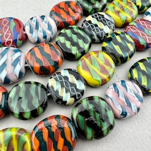 24 Murano Style Beads. Handmade Lampwork Java Beads. Mixed Color Jewelry Beads. TBW-280