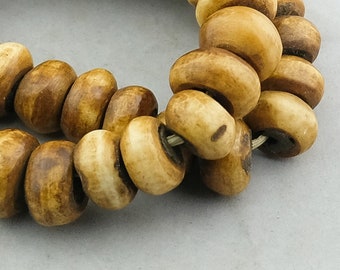 African Bone Kenya Beads - Large Hole Ethnic Bone Home Decor Beads. AB-40