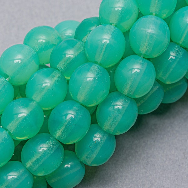 50 Green Opal Czech Glass Beads. Czech 6mm Druk Round Glass Beads. CZS-23