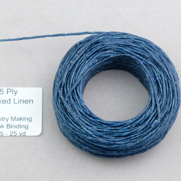 Linen cord 5 ply. Denim Blue Natural French Linen 5 ply Thread. SKU-cord-6