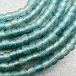 Java Indo-Pacific Tradewind Beads.  Small Soft Matte Aqua in Varying Shades Color Glass Java Beads. SKU-GLS-138