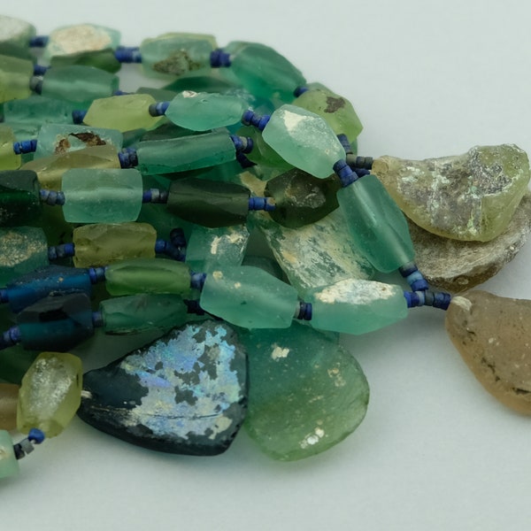 Ancient Roman Glass Rectangle Graduated beads. 12mm Ancient Roman Era Beads.  ROM-39