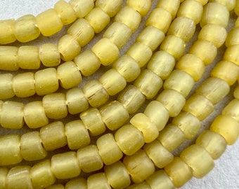 Java Indo-Pacific Tradewind Beads.  Small Soft Golden in Varying Shades Color Glass Java Beads. SKU-GLS-140