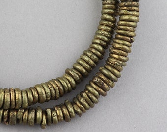 180 Nigerian  Brass Rings. 8mm African Brass Heishi Beads. MB-298