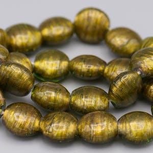 Silver Lined Lampwork Beads Green/Gold Glass Tab Beads 16X18mm Jewelry Making Supplies SKU-LWB-23