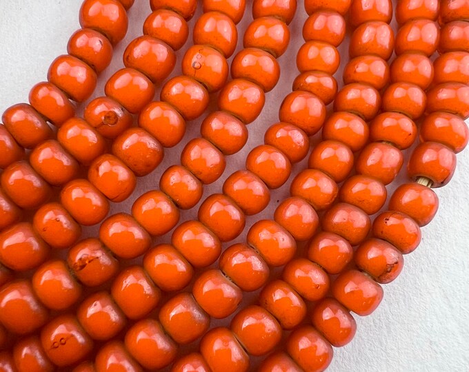 Orange White Heart African Trade Beads. ONGWH-6 - Etsy