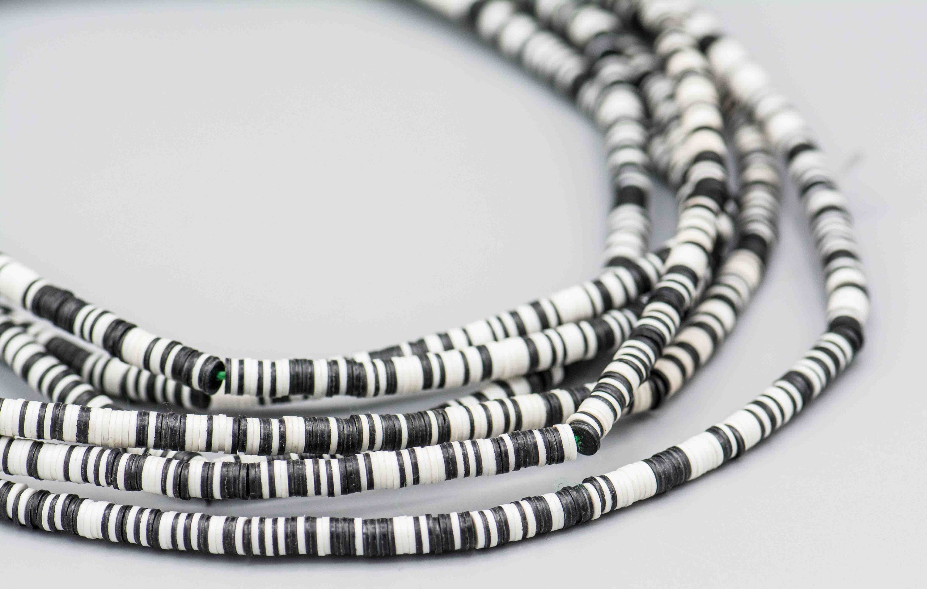 African Vinyl Beads. 4mm Black and White African Beads. Etsy