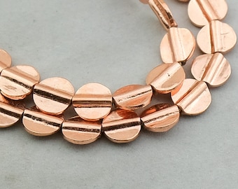 Copper Round Coin Beads. Copper plated brass. MB-77-C