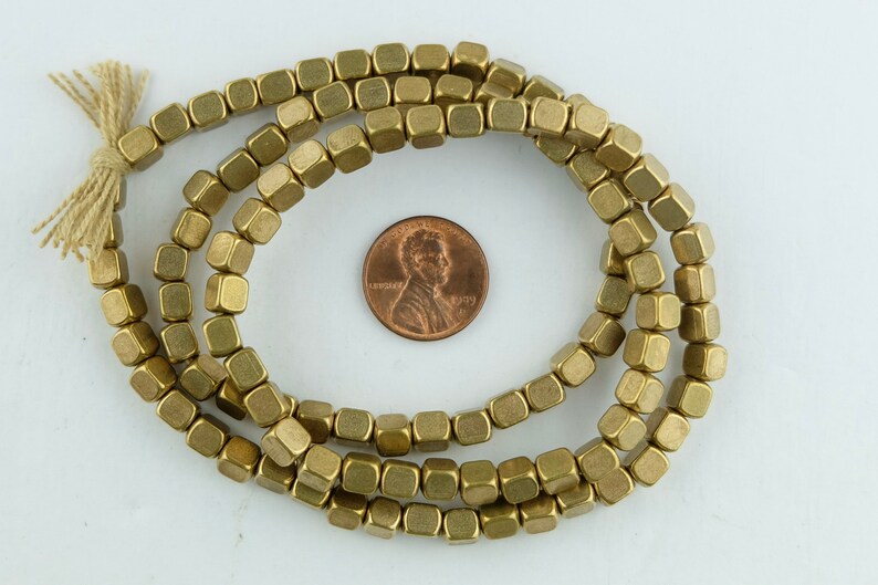 105 Brass Square Cube Beads 5mm slightly rounded square Metal Beads SKU-MB-139-B