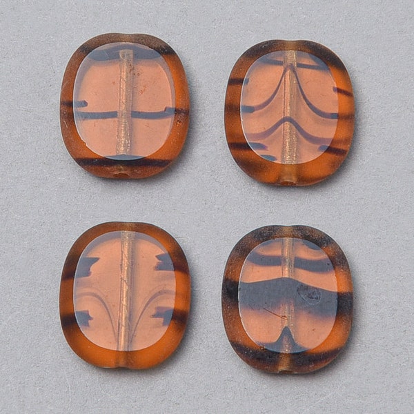 10 Czech Tortoise Glass Beads. Table Cut Tab Czech Beads. CZ-59