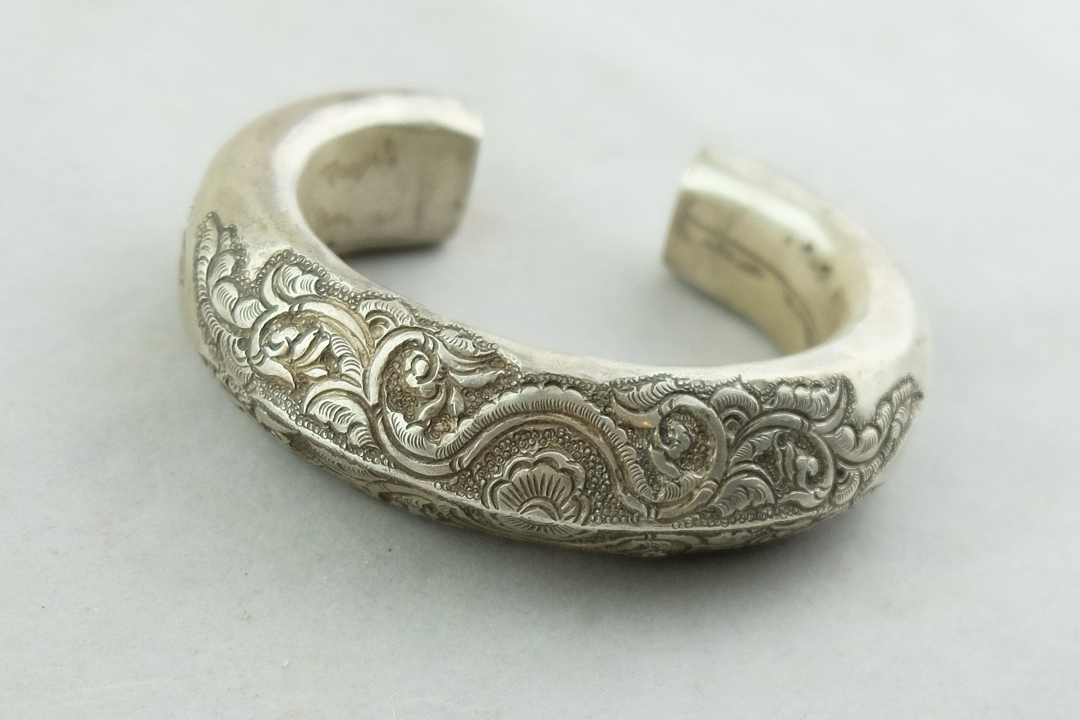 Antique Shan Silver Bangle. High Grade Silver Bracelet From Antique Shan Silver Bangle. High Grade Silver Bracelet From