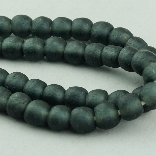 African Recycled Glass Beads. Montana Blue Gray Ghana KROBO Glass Trade Beads. RG14-78