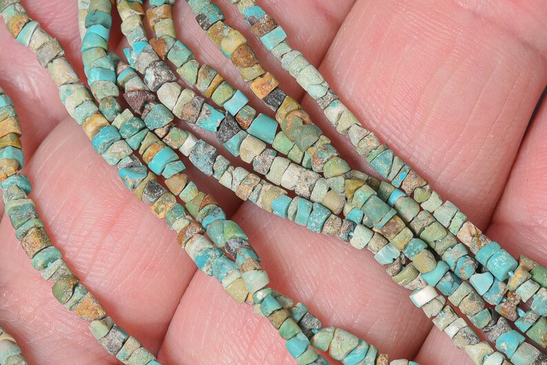 2.5mm Afghani Rustic Turquoise Tube Beas Natural Turquoise Heishi beads GM-309