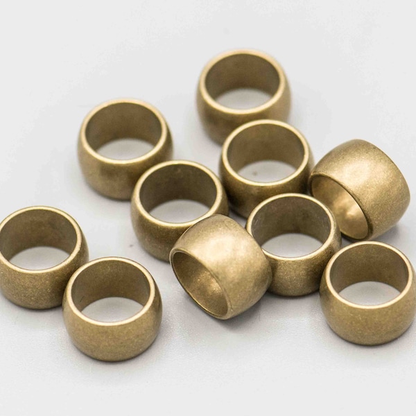 10 Vintage Antique Brass Beads Large Hole Beads 8x13mm with 10mm Hole Set of 10 SKU-FMB-128