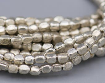 Tiny Rounded Rectangle 1.8x2.1mm Silver Brass Spacer Beads - 24" Strand 290 Beads SKU-MB-2-S
