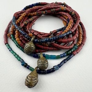 3 Antique Naga bell and Glass Necklaces. TB-3687
