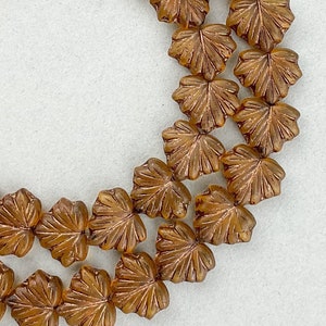 Brown Czech Glass Maple Leaf Beads. CZ-509