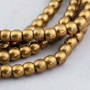 Smooth Antique Brass Beads. 6mm Round Patina Brass Beads. Jewelry SupplIes. SKU-MB-18-AB