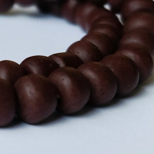 Recycled Glass Beads. 14mm Brown African Beads. SKU-RG14-54