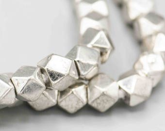 65 Large Brass 9mm Diamond Cut Cube Beads. Cornerless Cube Beads. MB-59-S