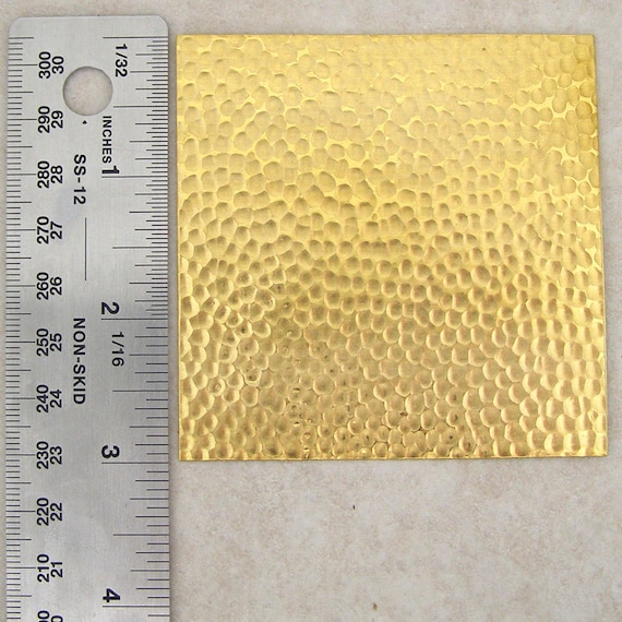 2 Solid Yellow Brass 22 Gauge 3x3 Inch Hammered Texture Sheets SKU-BB-25 -   Hong Kong