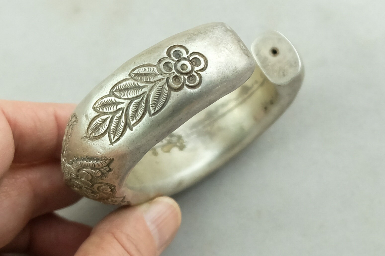 Antique Shan Silver Bangle. High Grade Silver Bracelet From Antique Shan Silver Bangle. High Grade Silver Bracelet From