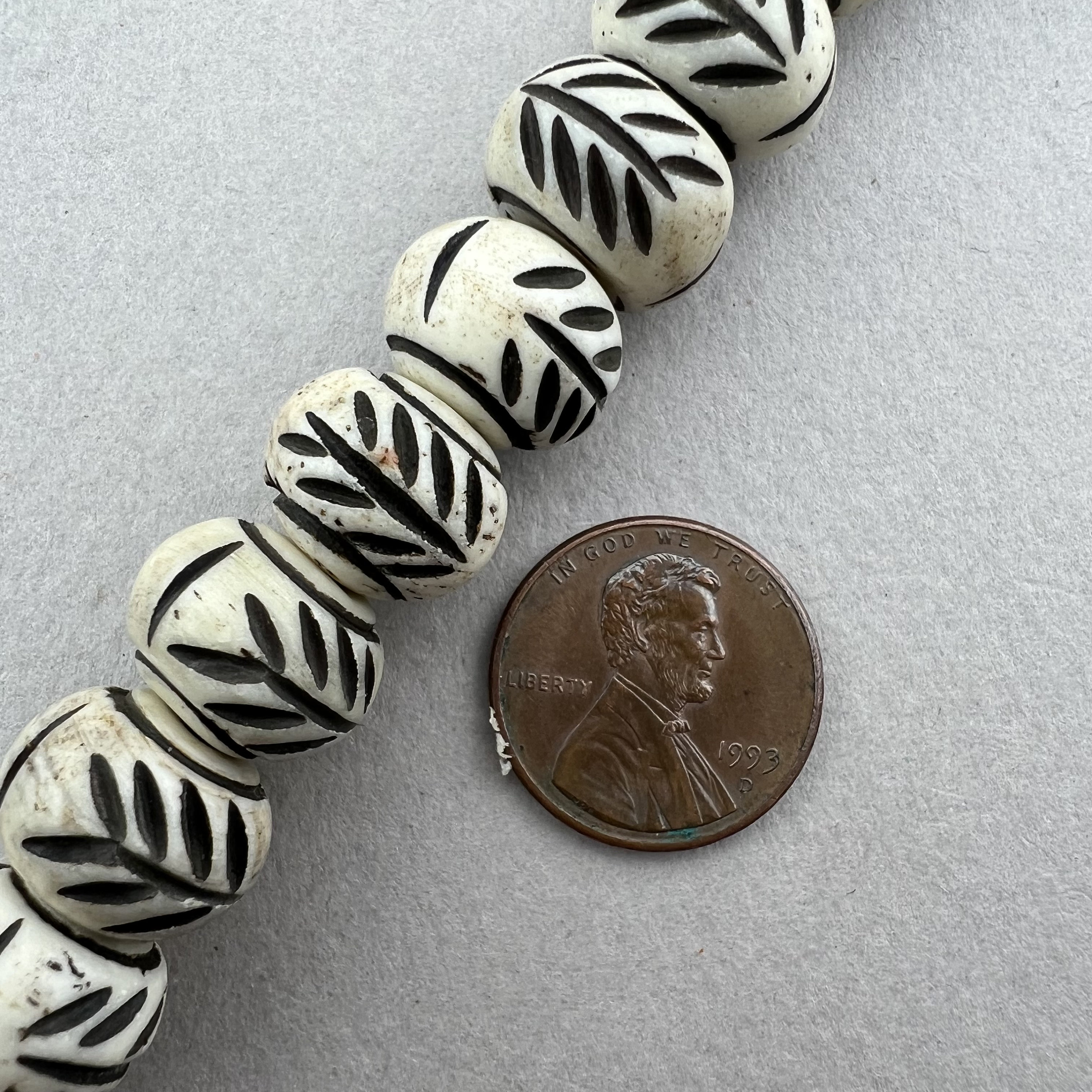 Hand Carved Ox Bone Beads - 12x9mm Ox Bone - 3mm Large Hole