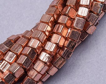 275 - Gold Brass Cube Beads. 2mm square Metal Spacer Beads. MB-219-C