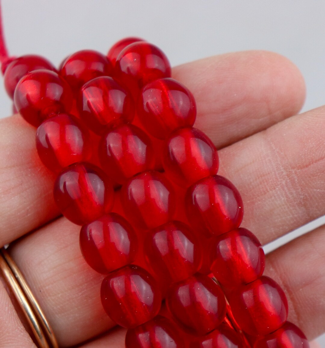 74 Vintage Czech Glass Red Padre Beads CZS43 Etsy