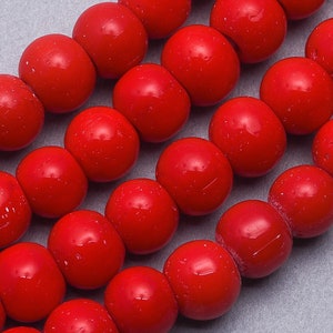 200 Handmade Red Beads. 7mm Organic Lampwork Beads. SG-39
