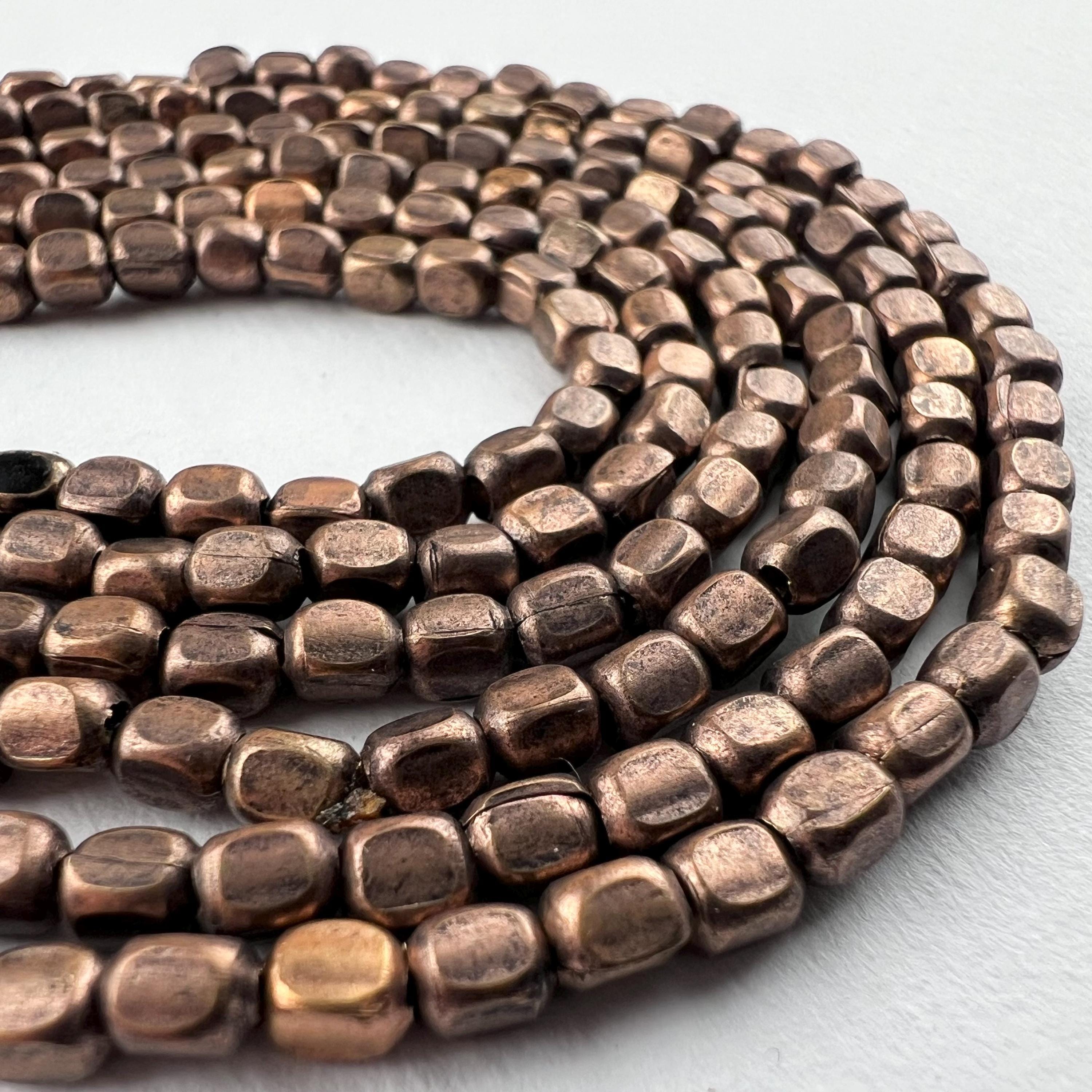 Rounded Rectangle Antique Copper Plated Brass Spacer Beads 3.5x4mm MB-110-AC
