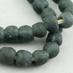 50 Recycled Glass Beads. 12-13mm Opaque Dark Gray Beads. Sea Glass Beads  SKU-RG14-53