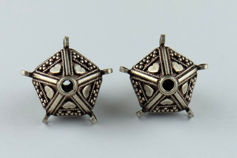 36x31mm Silver Trade Beads Vintage Silver Beads from India SKU-TB-713