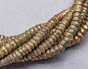 Old Brass Heishi Beads from Ethiopia. 20" of Old African Beads. MB-246