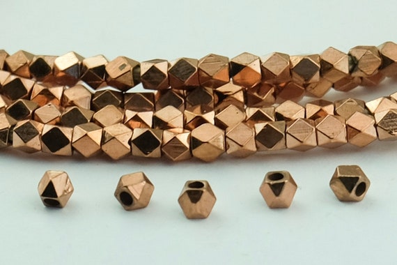 thumbnail image 2 of Antiqued Brass Faceted Beads – 3mm With Large Hole – 24 Inch Strand For Jewelry Making 2 of 3