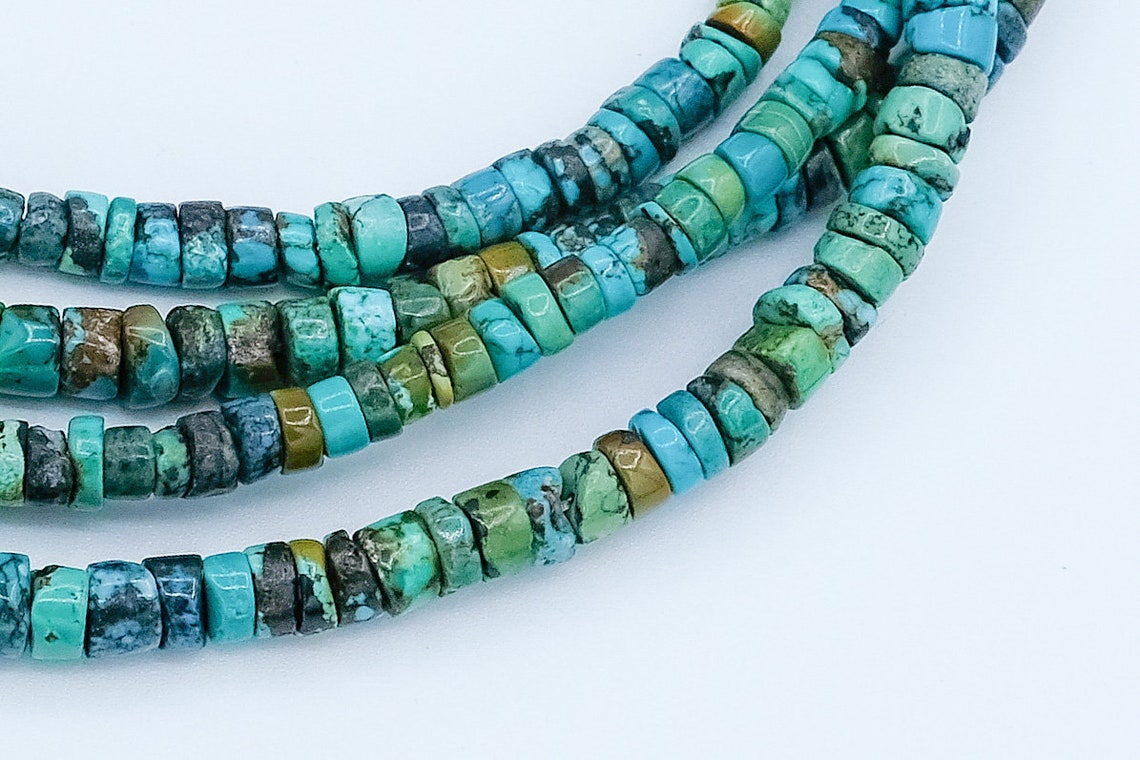 Natural Turquoise Heishi Beads. 5mm Old Stock Turquoise Beads. | Etsy