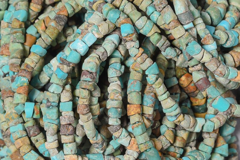 2.5mm Afghani Rustic Turquoise Tube Beas Natural Turquoise Heishi beads GM-309