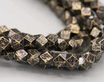116 Faceted Gunmetal Brass Beads. 6mm Cornerless Cube Beads .116 Beads. MB-55-GM