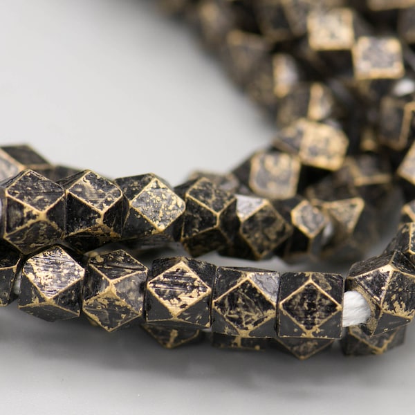 116 Faceted Gunmetal Brass Beads. 6mm Cornerless Cube Beads .116 Beads. MB-55-GM