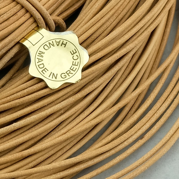 3 yards Greek Natural leather cord. 1.5mm Premium Wrap bracelet leather cord. Cord-10