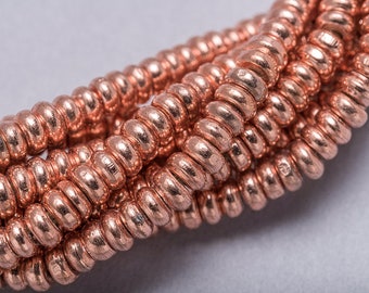 200 Copper 4-5mm Rondelle Beads. Copper Plated Spacer Beads. MB-261-C