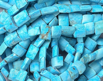 63 Natural Turquoise flat Square Beads. Organic turquoise Gemstone Beads. GM-315