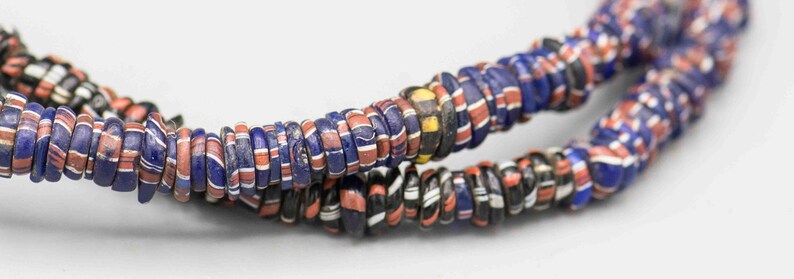 Antique Aja Chevron Venetian African Trade Beads 1x7mm 22Strand TB-172