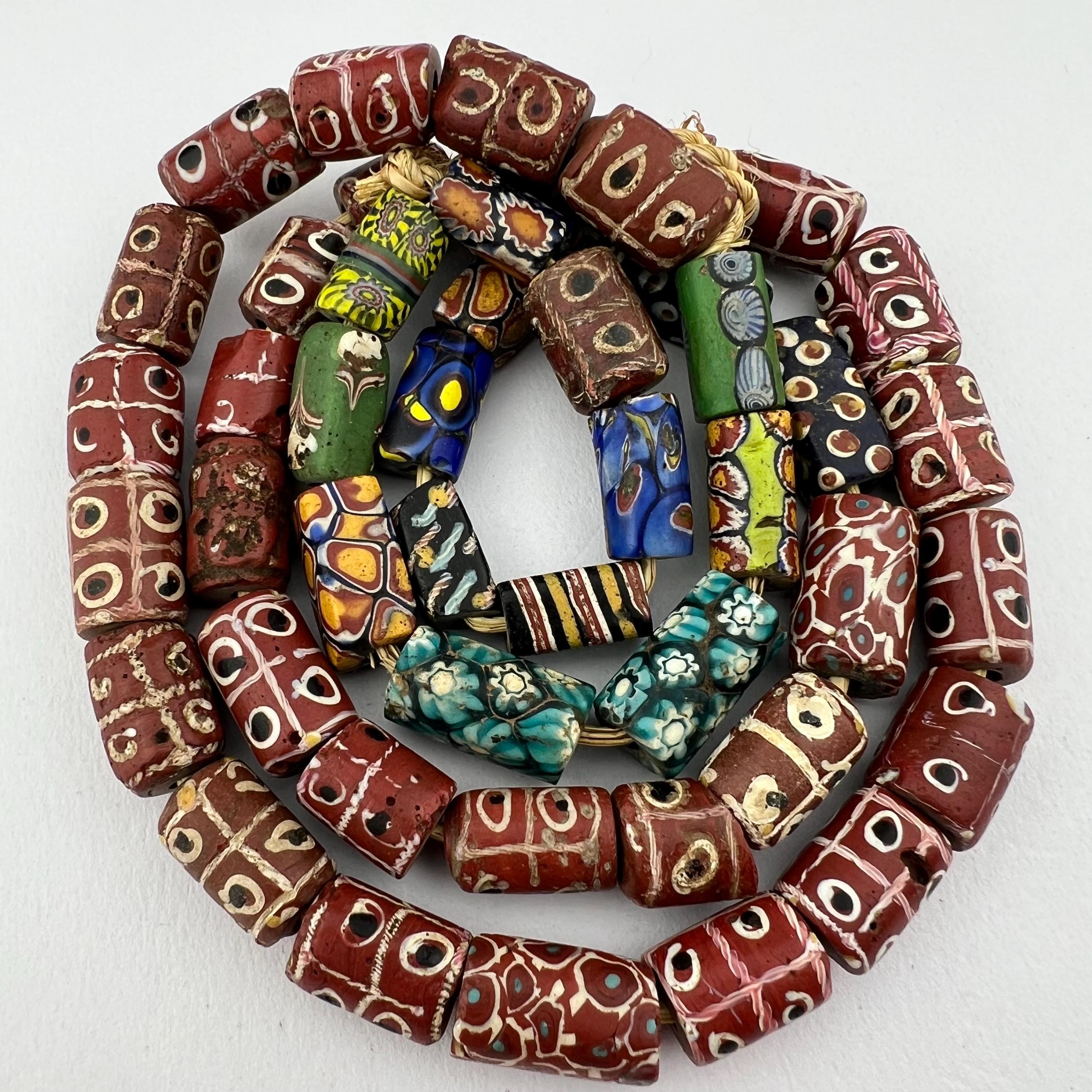 Antique Venetian Tic Tac Toe Beads. African Trade Beads. TB-6147