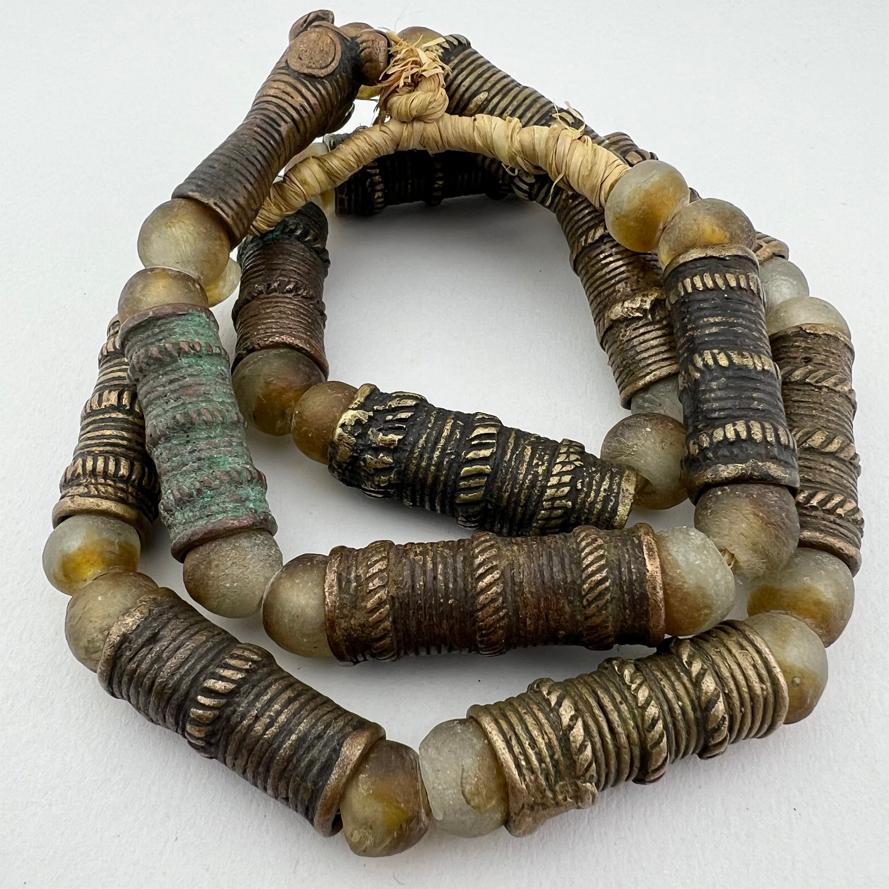 3 Large African TIV Bronze Beads. Old African Trade Beads From