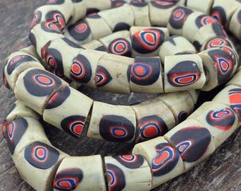 Venetian White “Eye” Trade Beads. Murini Milefiori Rare African Trade Beads. TB-6728