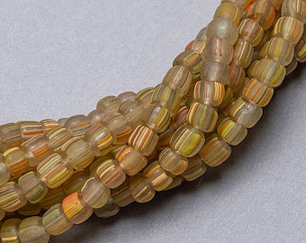 Java Gooseberry Beads. Pale Yellow handmade striped ethnic beads. GLS-85