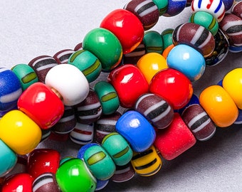 9mm Large Multi Color Czech Beads. African Trade Beads.. SBMULTI-16