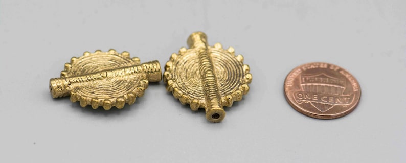 Ashanti African Brass Trade Beads 28x22mm set of 2 SKU-PEN-50 image 3