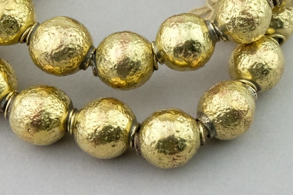Large Hollow Handmade Brass Beads. Tribal Rustic Big Hole Beads